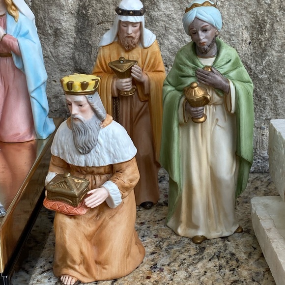 Vintage Homco By home Interiors Porcelain Figurines Christmas Nativity Set - Picture 4 of 15